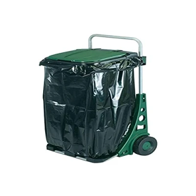 Immagine di Carrello per Rifiuti con Ruote Modello BI011020 Realizzato in Plastica Resistente e Metallo Chiusura Pratica Facile Trasporto 53 x 38 90 cm Ideale il Giardino Bikain