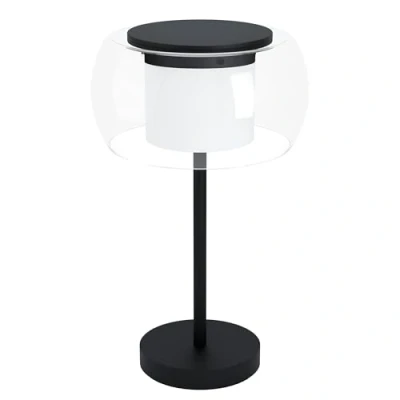 Immagine di Eglo lampada a LED da tavolo Briaglia c, illuminazione comodino dimmerabile per smart home in metallo nero, con sfera di vetro e cilindro interno satinato, soggiorno, RGB
