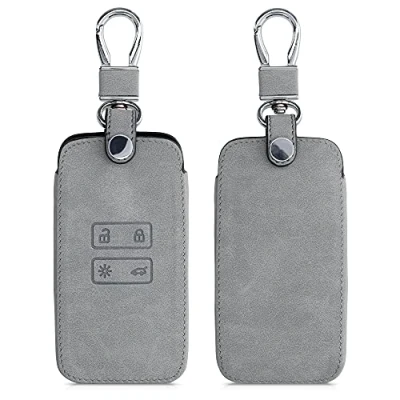 Immagine di kwmobile cover copri chiave compatibile con Renault 4 tasti Smart Key (solo Keyless Go) Guscio telecomando protettivo in pelle PU camoscio chiavi macchina