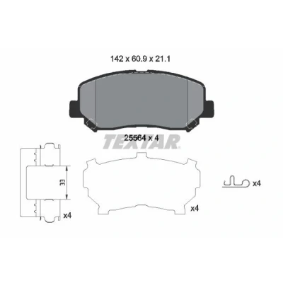 Immagine di TEXTAR 2556403 Kit pastiglie freno con segnalatore acustico usura accessori JEEP: Cherokee V