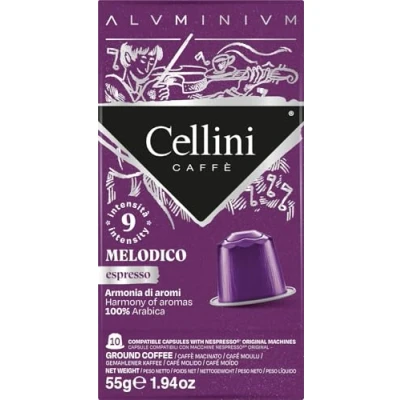 Immagine di Caffè Cellini Capsule Alluminio Compatibili Nespresso Aluminium Melodico 100pz Con Note Aromatiche Di Cacao Amaro