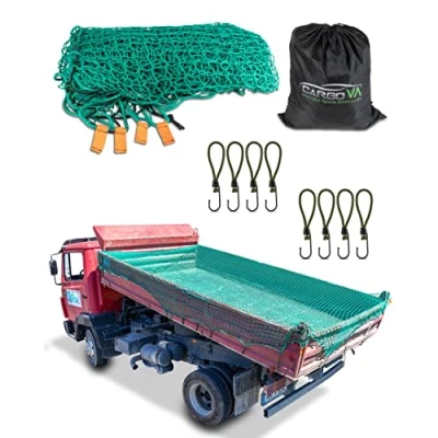 Immagine di CargoVA® Rete intelligente per rimorchi 2,5x4,5M con corda di gomma, indicatore d&#039;angolo, sacchetto e gancio un fissaggio perfetto del carico Test