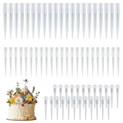 Immagine di 85 Tubi di Fiori per Decorare Torte, tubetti Fiori, Trasparente Plastica Provetta Freschi, Facile organizzazione Decorazioni 3 Misure