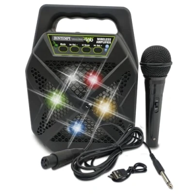 Immagine di Bontempi SonicSync L&#039;Amplificatore Wireless con Microfono Dinamico ad Effetto Eco per un Soundcheck Perfetto!