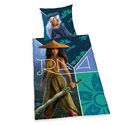 Immagine di Herding Set di biancheria da letto, Raya e l&#039;Ultimo Drago, Reversibile, Federa 80 x cm, Copripiumino 135 200 Con cerniera qualità, Cotone Renforcé