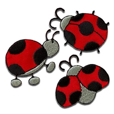 Immagine di 3 Coccinella animali Toppe termoadesive Patch Toppa ricamate, misura: 3,8 x 2,8 cm