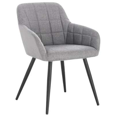Immagine di WOLTU BH107hgr 1 Poltroncina Camera da Letto in Tessuto di Lino Grigio Chiaro, Sedia Sala Pranzo con Braccioli Gambe Metallo