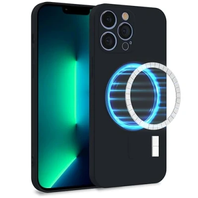 Immagine di MyGadget Cover [ MagSafe ] per Apple iPhone 13 Pro Custodia in Silicone Morbido a Doppio Strato Case con Protezione Fotocamera &amp; Fodera Interna Nero