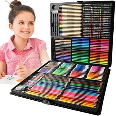 Immagine di ISO TRADE Maltec 8643 valigetta da colorare per bambini 258 TLG con matite di cera, acquerello, pastello, feltro, pennelli, gomma, penna in una pratica