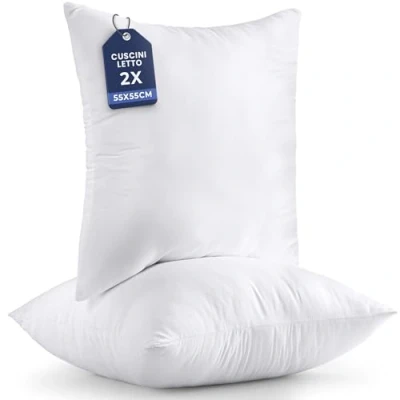 Immagine di Utopia Bedding Set di 2 Cuscini, 55 x cm Imbottitura per Cuscini Divano, Cuscino Interno (Bianco)