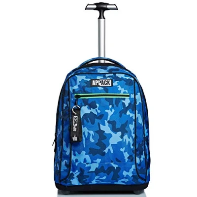 Immagine di Appack Big Trolley Scuola, Yuzer, Blu, 2 in 1 Spallacci Per Uso Zaino, Scuola e Viaggio