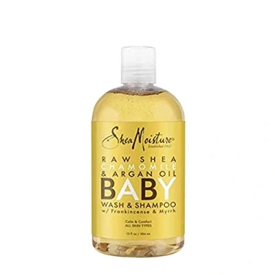 Immagine di (12) SheaMoisture Baby Wash &amp; Shampoo for All Skin Types Raw Shea, Chamomile Argan Oil and with Frankincense Myrrh to Help Cleanse 384ml