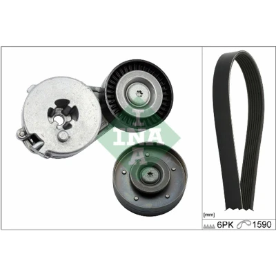 Immagine di INA 529 0500 10 Kit cinghie Poly V Controllare corsa libera generatore ed ev. sostituire AUDI: A4 B8 Sedan, Avant, A5 Sportback