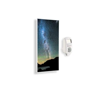 Immagine di Riscaldatore a infrarossi Könighaus 1200 Watt + termostato smart e APP una stufetta elettrica basso consumo Cornice bianca (17. Cielo stellato 1)