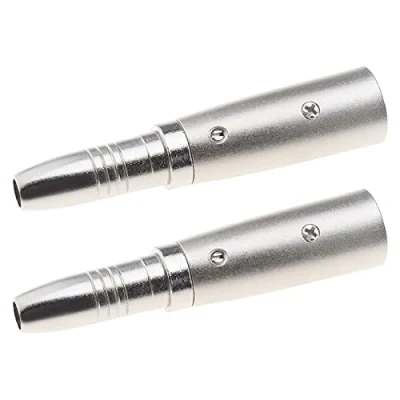 Immagine di EMSea 2 adattatori XLR a 3 pin da 1/4 pollici maschio 6,35 mm femmina jack mono connettori di conversione argento per microfono audio