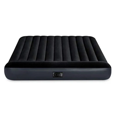 Immagine di Intex 64150 Materasso Gonfiabile Dura Beam Pillow Rest Matrimoniale con Pompa Elettrica Incorporata, PVC, Nero, 152x203x25 cm