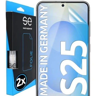Immagine di Se® 2 pellicole protettive 3D trasparenti per Samsung Galaxy S25, auto guarigione, 100% impronte digitali e compatibile con FaceID, facile installazione senza bolle, ultra trasparente, resistente