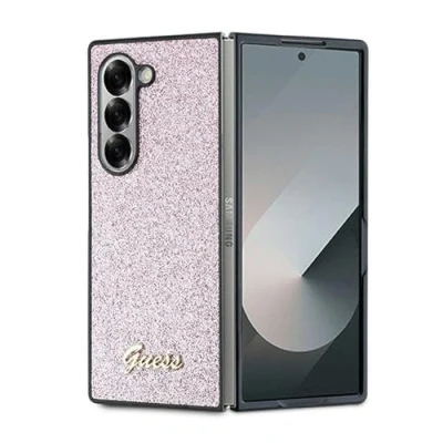 Immagine di Guess Glitter Script Cover per Samsung Galaxy Z Fold6 (F956) Rosa con Rigido Assorbimento degli urti in TPU / PC