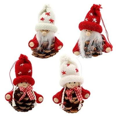 Immagine di Dekohelden24 Set di 4 statuette in legno a forma pupazzo/Babbo Natale legno, dimensioni: circa 7,5 x 10 cm