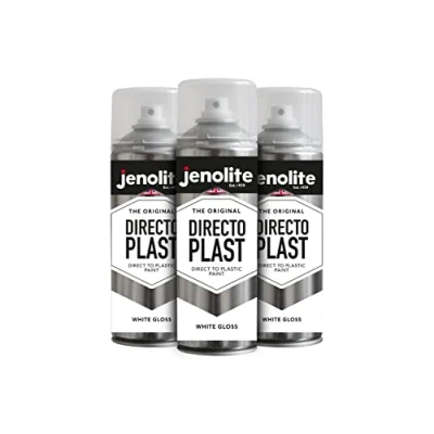 Immagine di JENOLITE Directoplast Vernice lucida BIANCO 3x400ml spray multisuperficie Per tutti i tipi di plastica Nessun primer richiesto RAL9016