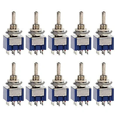 Immagine di ETOPARS 10 Pezzi Blu Mini Interruttore a levetta ON 6A 125V / 3A 250V 6 Pin 2 Posizione DPDT Miniatura Auto Cruscotto Terminale Saldare