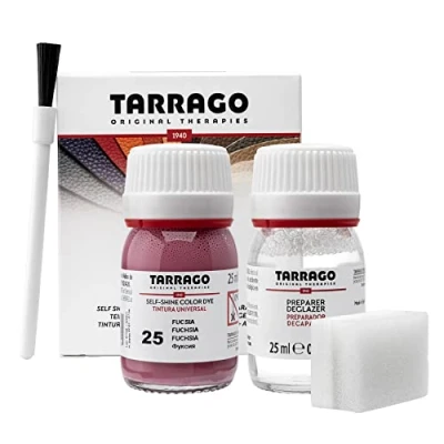 Immagine di Tarrago Kit 25 ml di colorante auto lucido Tintura autolucidante per scarpe, accessori e primer Copre sfregamenti calzature Fucsia (25)