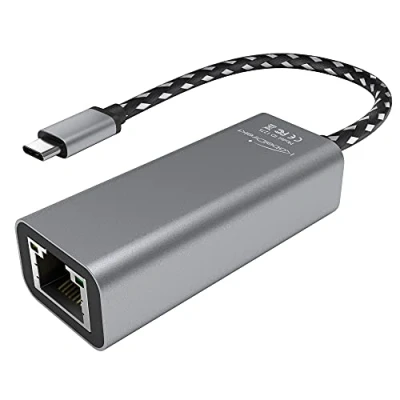 Immagine di KabelDirekt Adattatore USB C Ethernet e LAN (connettore C/connettore RJ45, Rete/Internet Stabile per Notebook/MacBook/Tablet con 1 Gbit/s, Lunghezza Cavo 10 cm, Alluminio, Argento)