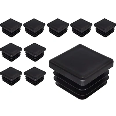 Immagine di SKIR&#039;CO tappi quadrati in plastica, 25 x mm, opachi, inserti per tubi quadrati, pali recinzioni, colore nero RAL 9005, 10 pezzi