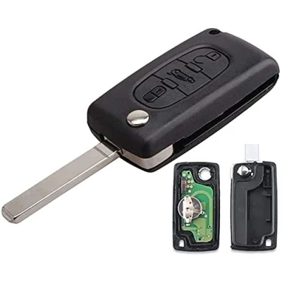 Immagine di Chiave completa con elettronica a programmare Citroen C1 C2 C3 C4 C5 C6 C8 Xsara Picasso Peugeot 207 208 307 308 407 807 3008 5008 3 Pulsanti Bagagli CE0523 TELECOMANDO SENZA GUARDI @Pro Plip..