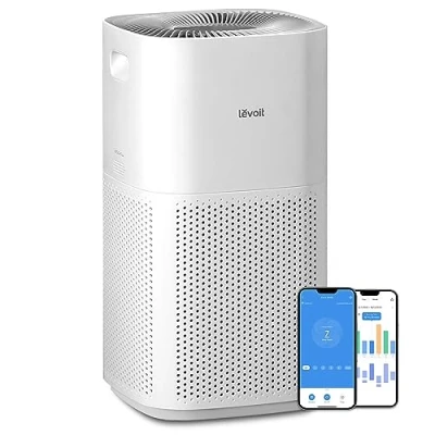 Immagine di LEVOIT Smart Purificatore Aria per Grande Camera, CADR 697 m3/h fino a 147 ㎡, Filtro HEPA, Rimuove 99,97% di Allergie Polline Fumo Particelle, PM2.5 Monitor e Modalità Auto, Sensore Luce