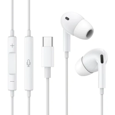Immagine di Cuffie USB C con Cavo Tipo Auricolari In Trauricolari HiFi Stereo Microfono e Controllo del Volume, Compatibile iPhone 15/Samsung Galaxy S23/S22/15 Plus/Google Pixel