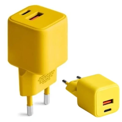Immagine di FOREVER COLORUM Caricatore USB C A 30W Giallo Funzione di Caricabatterie Rapido e Tecnologia Power Delivery Presa con Custodia Resistene al Fuoco GaN