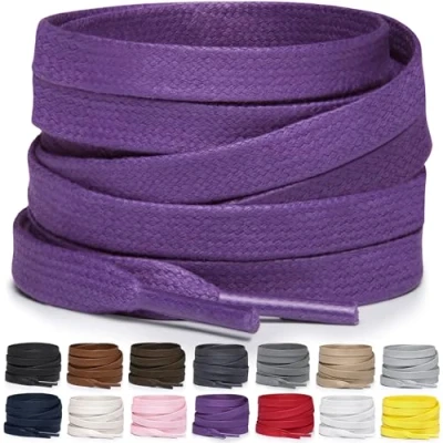 Immagine di Miscly Lacci Piatti in Cotone Cerato per Stivali, Sneaker e Scarpe Disponibili Diverse Lunghezze Colori (Viola, 183 cm)