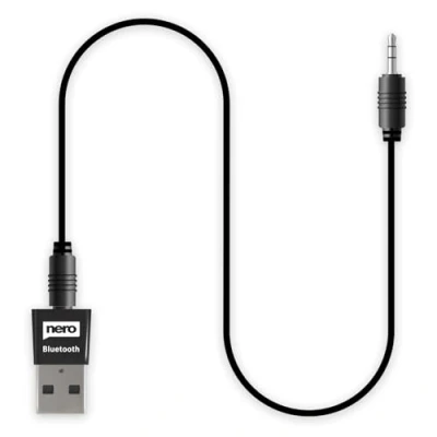 Immagine di Nero Piccolo adattatore audio Bluetooth 5.0 per auto, impianto HiFi ecc. con jack da 3,5 mm ricevitore dongle USB trasmettitore wireless nessuna batteria, ricarica si avvia sempre