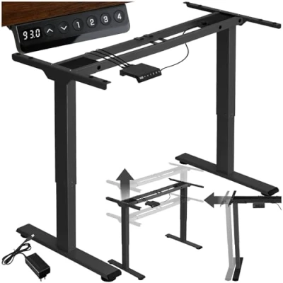 Immagine di TecTake® Telaio per Scrivania Regolabile in Altezza, Struttura Acciaio con Due Motori, Ideale Ufficio, Tavolo da Lavoro e Computer, 110 168 x 60 70 119cm Nero