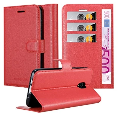 Immagine di Cadorabo Custodia Libro per Samsung Galaxy J7 2018 in ROSSO CARMINIO con Vani di Carte, Funzione Stand e Chiusura Magnetica Portafoglio Cover Case Wallet Book Etui Protezione