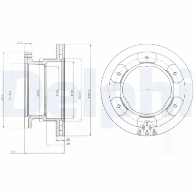 Immagine di DELPHI Disco freno IVECO: Daily 6 Pritsche/Fahrgestell, 4, 306mm 28mm ventilato Oleato BG9069 2996049,46393184,7186848 Dischi