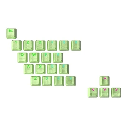 Immagine di Ranked Set di 23 Tasti in ​​Gomma Double Shot Traslucido Profilo OEM per Tastiere da Gioco Meccaniche(Pistachio, Tasti)