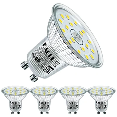 Immagine di EACLL Lampadine LED GU10 6400K Bianco Freddo 6.5W Equivalente a Alogena 100W, 735lm Faretti AC 230V senza Sfarfallio, Angolo Fascio 120 Spot, Non Dimmerabile corta Riflettore Lampade, Pacco da 4
