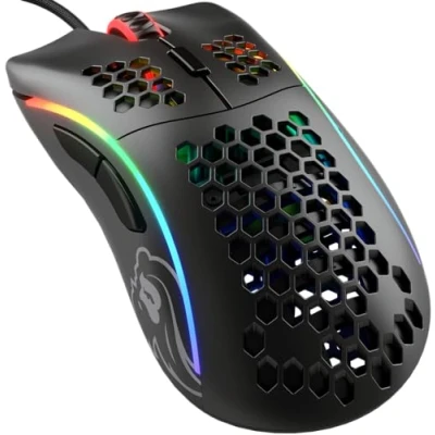 Immagine di Glorious gaming Model D Mouse da wired Superleg. 68 g, a nido d&#039;ape, RGB, ergonomico, sensore Pixart 3360, Omron Switches, piedini in PTFE, 6 tasti Nero opaco