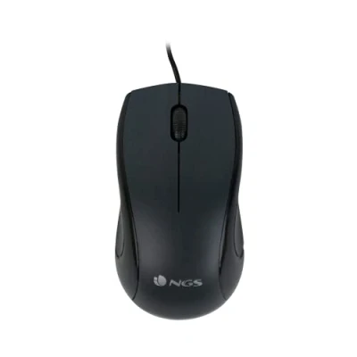 Immagine di NGS MIST Mouse Ottico 1000dpi con Cavo USB, per Computer o Laptop 2 Pulsanti, Plug&amp;Play, Ambidestro, Nero