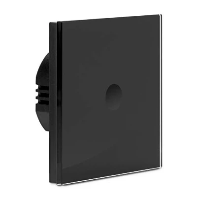 Immagine di Navaris Interruttore Luce Touch screen Placca a Muro con Cornice in Vetro Anti graffio Pulsante da Parete per Lampade Indicatore LED 240V Nero