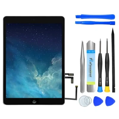 Immagine di NB+ Schermo di ricambio per iPad Air 2013 Touch Screen Digitizer preinstallato con tasto Home e adesivo modello A1474 A1475 A1476 (nero)
