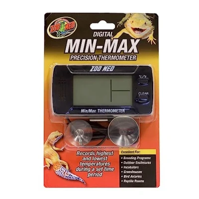 Immagine di Zoo Med Digital Thermometer min/max Termometro digitale per terrari, acquari, rettilari e incubatrici, secco bagnato, alta precisione da 23 a 60 C, con sonda termica 1 metro