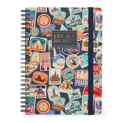 Immagine di Legami Quaderno Spiralato a Righe 7 mm, Travel Stickers, Formato A4, Maxi, in Carta FSC Certificata, Contiene 1 Foglio di Adesivi, 160 Pagine, Chiusura con Elastico, 21 x 29 cm