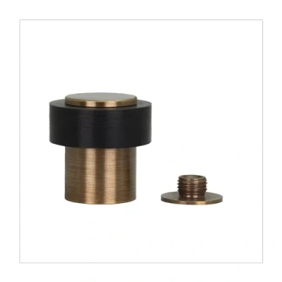 Immagine di Fermaporta 24 x 35 mm Base filettata Ottone Pelle Include vite + Tassello di fissaggio EVI Hardware I 18024X35