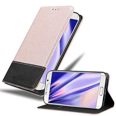 Immagine di Cadorabo Custodia Libro per Samsung Galaxy S6 EDGE in ORO ROSATO NERO con Vani di Carte, Funzione Stand e Chiusura Magnetica Portafoglio Cover Case Wallet Book Etui Protezione