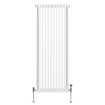 Immagine di Radiatore Termosifone a 3 Colonne 1800mm x 562mm Moderno Centralizzato Bianco in Acciaio Inox Verticale Parete Cucina Soggiorno Bagno Kit di Fissaggio e Spazzola Inclusi