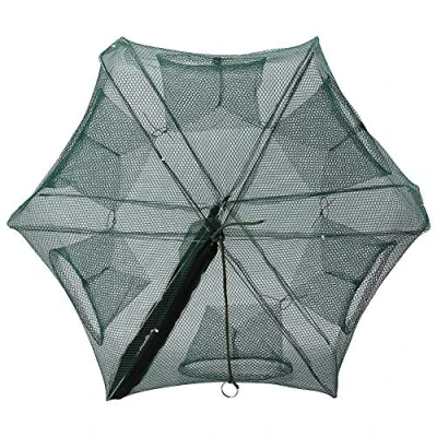 Immagine di NIMOA Pesca Trappola Netto, Nylon Automatico dei Gamberetti Netto Gabbia Pieghevole Granchio Pesce Cast, 6 Fori