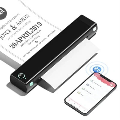 Immagine di Phomemo M08F Stampante Portatile A4, Termica Compatibile con Smartphone via Bluetooth, PC Cavo USB, Da Viaggio Supporta A4 Carta Termica, Nero